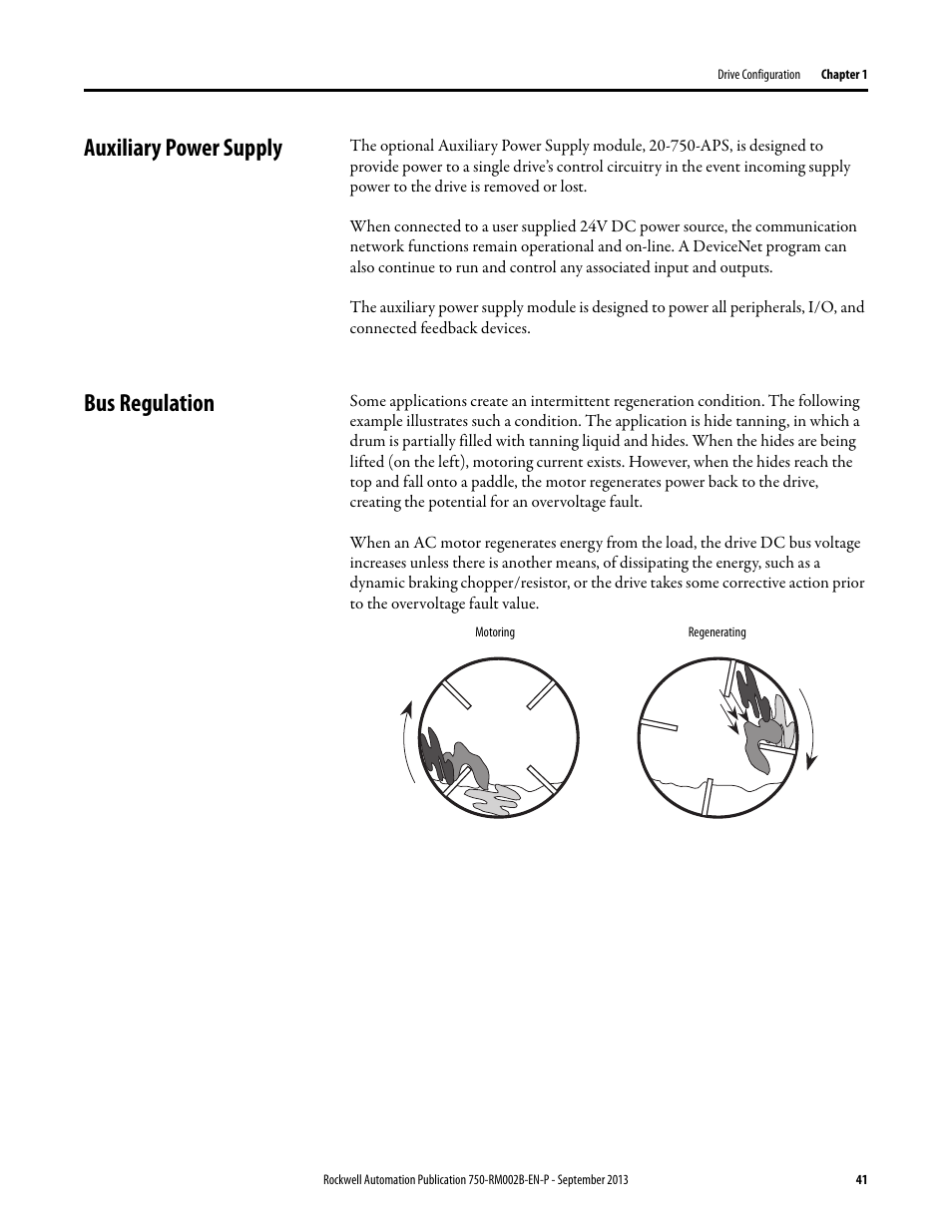 Auxiliary power supply, Bus regulation, Auxiliary power supply bus regulation | Rockwell Automation 20G PowerFlex 750-Series AC Drives User Manual | Page 41 / 432