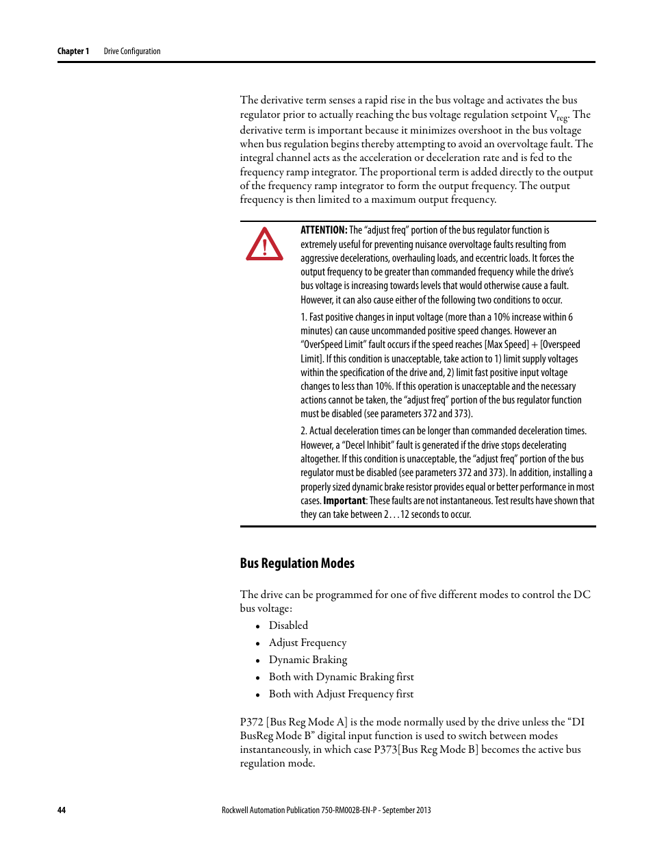 Bus regulation modes | Rockwell Automation 20G PowerFlex 750-Series AC Drives User Manual | Page 44 / 432