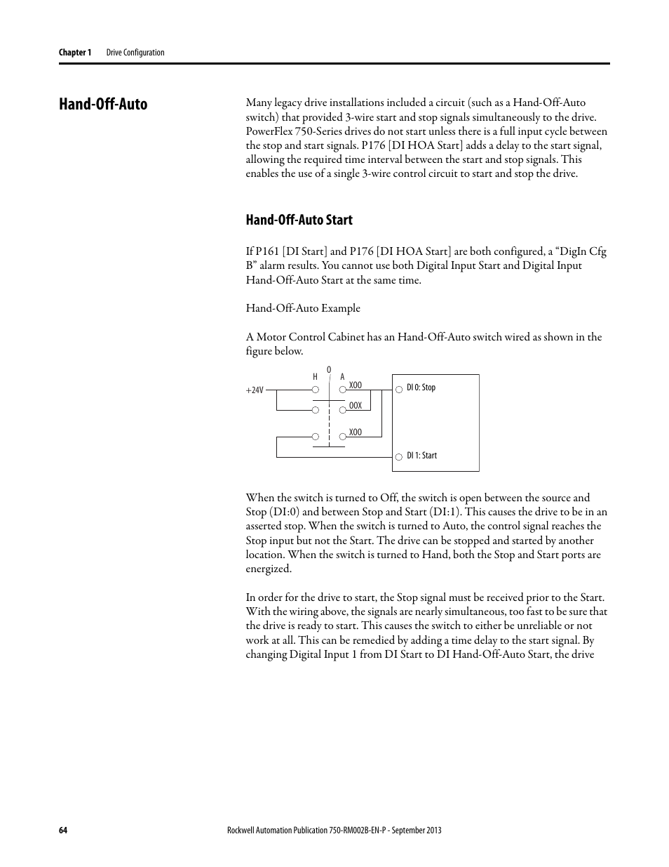 Hand-off-auto, Hand-off-auto start | Rockwell Automation 20G PowerFlex 750-Series AC Drives User Manual | Page 64 / 432