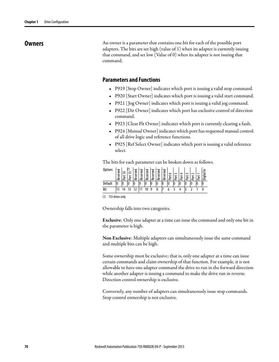 Owners, Parameters and functions | Rockwell Automation 20G PowerFlex 750-Series AC Drives User Manual | Page 70 / 432