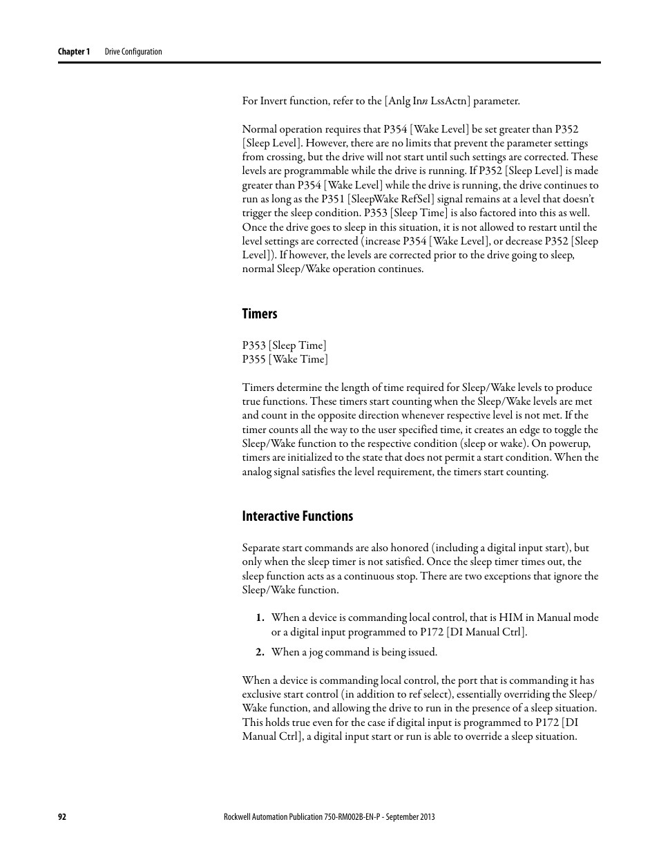 Timers, Interactive functions | Rockwell Automation 20G PowerFlex 750-Series AC Drives User Manual | Page 92 / 432