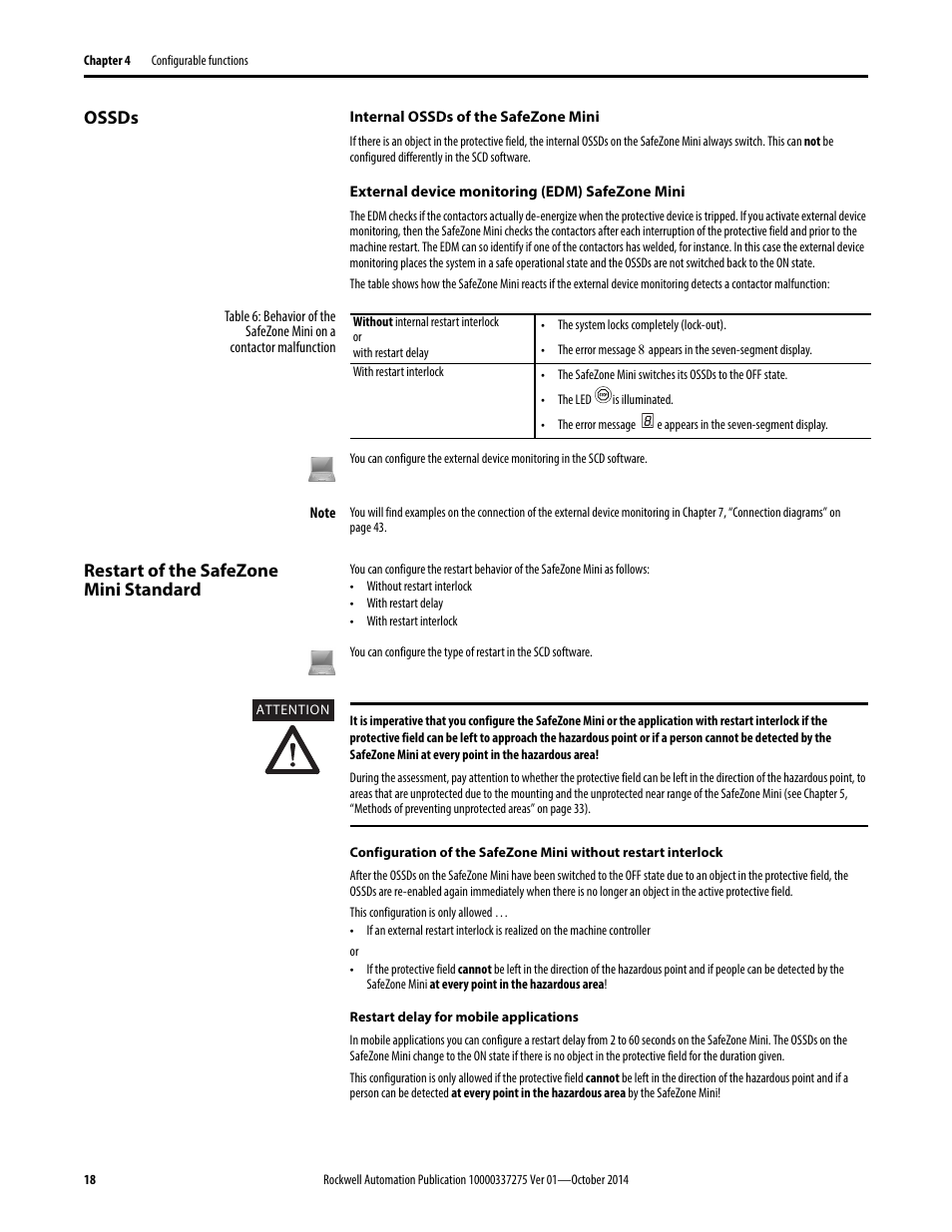 Ossds, Restart of the safezone mini standard | Rockwell Automation 442L-SFZNMN SafeZone Mini Safety Laser Scanner User Manual User Manual | Page 20 / 80