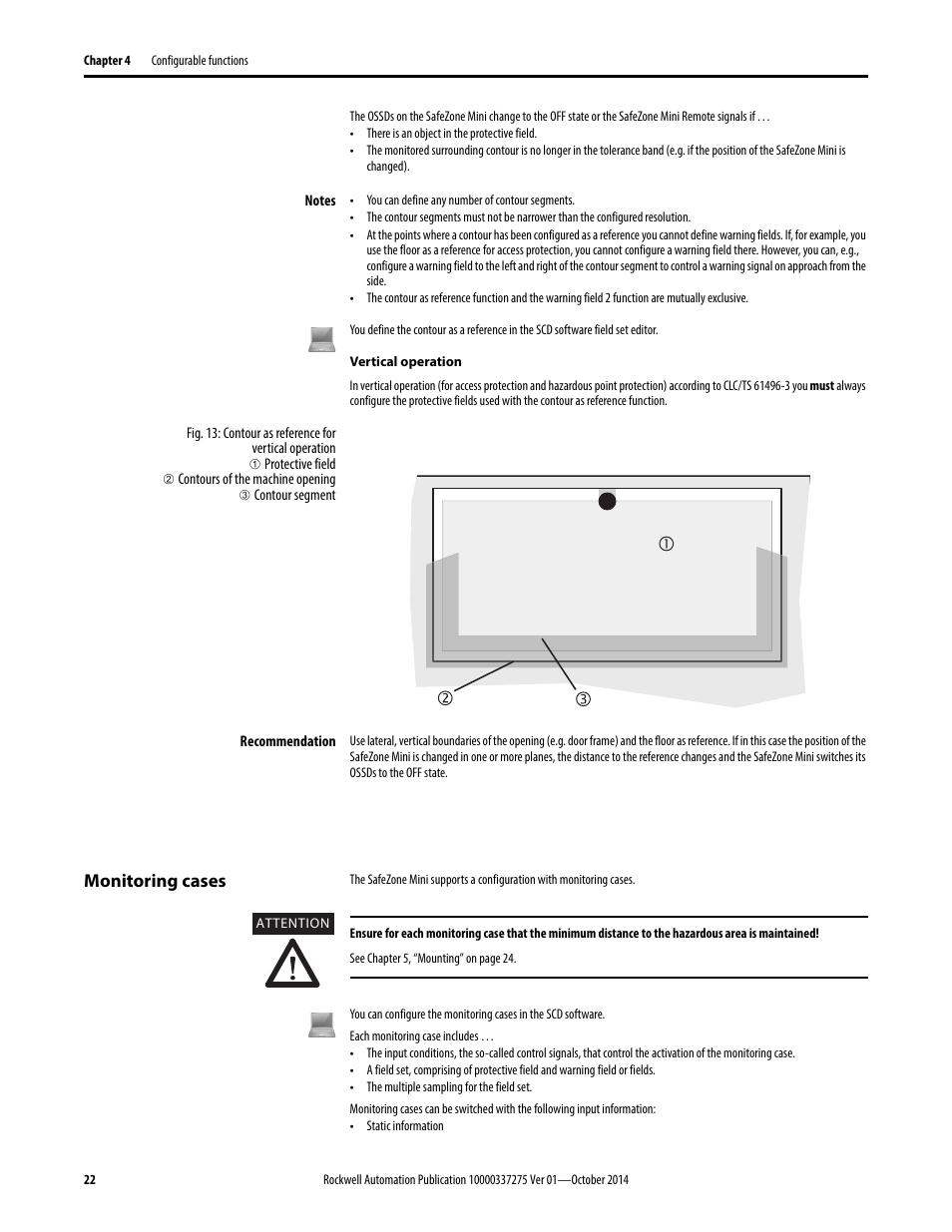 Monitoring cases | Rockwell Automation 442L-SFZNMN SafeZone Mini Safety Laser Scanner User Manual User Manual | Page 24 / 80