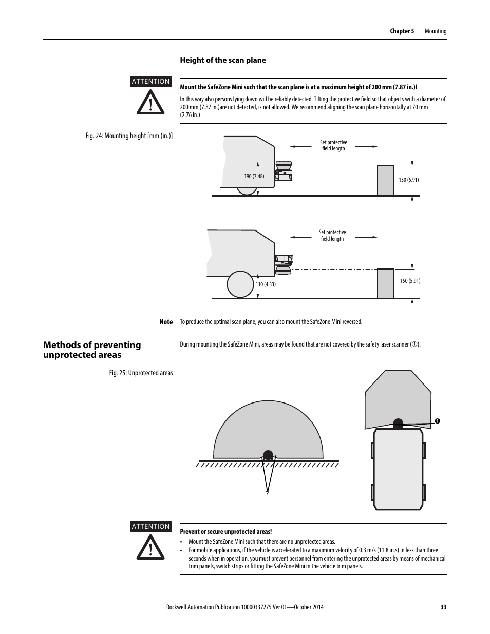 Methods of preventing unprotected areas | Rockwell Automation 442L-SFZNMN SafeZone Mini Safety Laser Scanner User Manual User Manual | Page 35 / 80