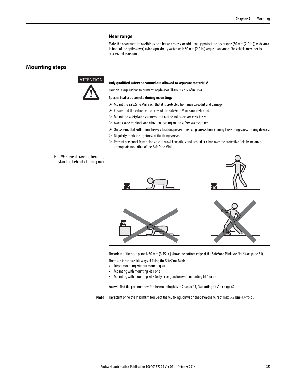 Mounting steps | Rockwell Automation 442L-SFZNMN SafeZone Mini Safety Laser Scanner User Manual User Manual | Page 37 / 80