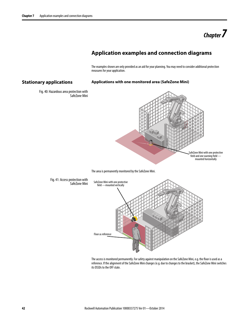 Chapter, Application examples and connection diagrams | Rockwell Automation 442L-SFZNMN SafeZone Mini Safety Laser Scanner User Manual User Manual | Page 44 / 80