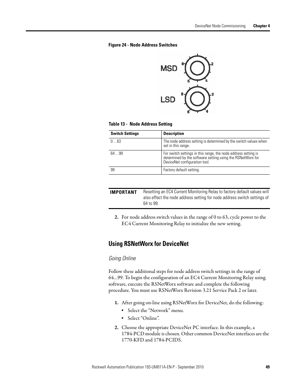 Using rsnetworx for devicenet | Rockwell Automation 193-EC4 EC4 Current Monitoring Relay User Manual User Manual | Page 48 / 157