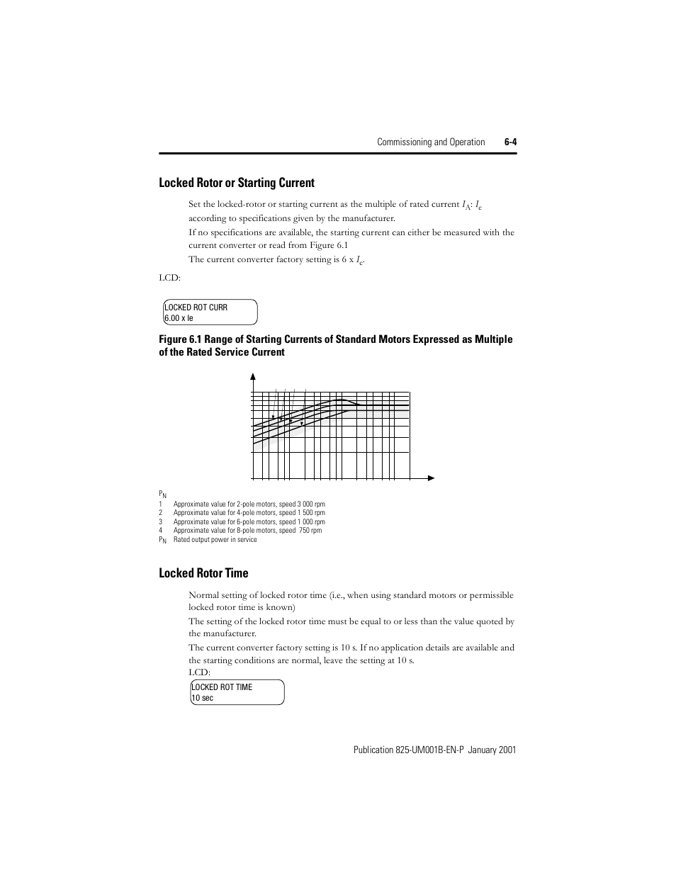 Locked rotor or starting current, Locked rotor time, Figure 6.1 | Rockwell Automation 825 Smart Motor Manager User Manual User Manual | Page 123 / 160