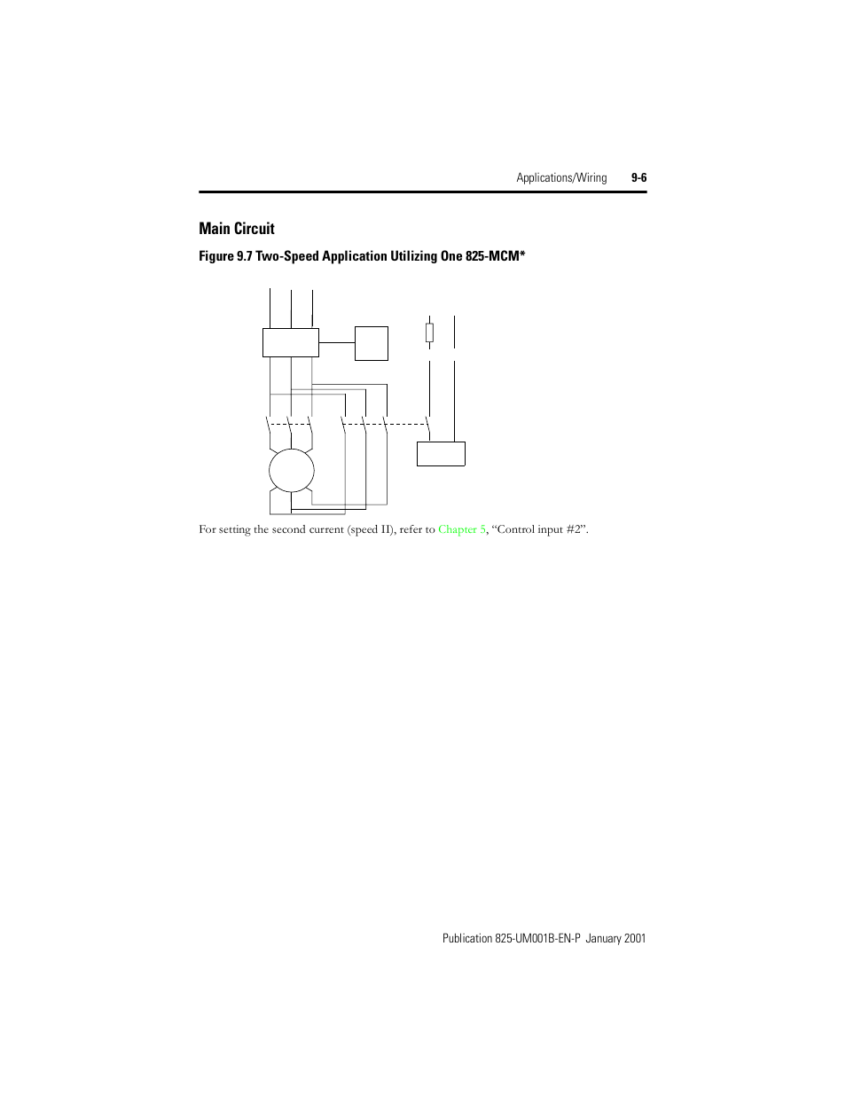 Main circuit, Figure 9.7, Two-speed application utilizing one 825-mcm | Rockwell Automation 825 Smart Motor Manager User Manual User Manual | Page 147 / 160