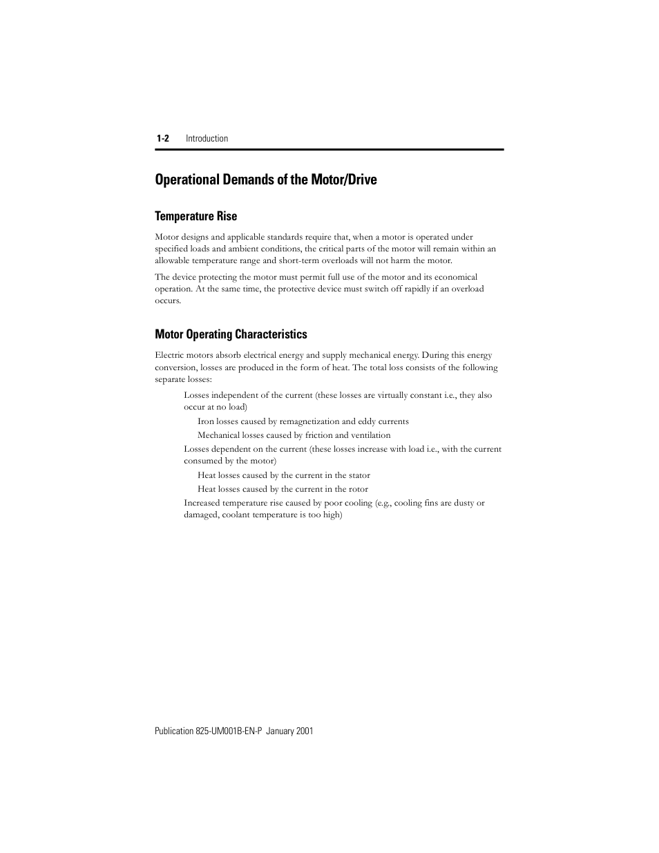 Operational demands of the motor/drive, Temperature rise, Motor operating characteristics | Rockwell Automation 825 Smart Motor Manager User Manual User Manual | Page 16 / 160