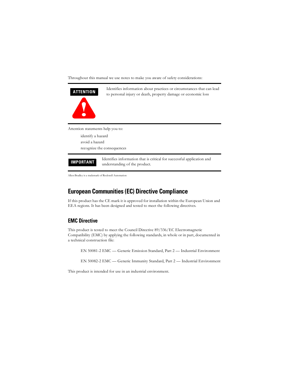 European communities (ec) directive compliance, Emc directive | Rockwell Automation 825 Smart Motor Manager User Manual User Manual | Page 3 / 160