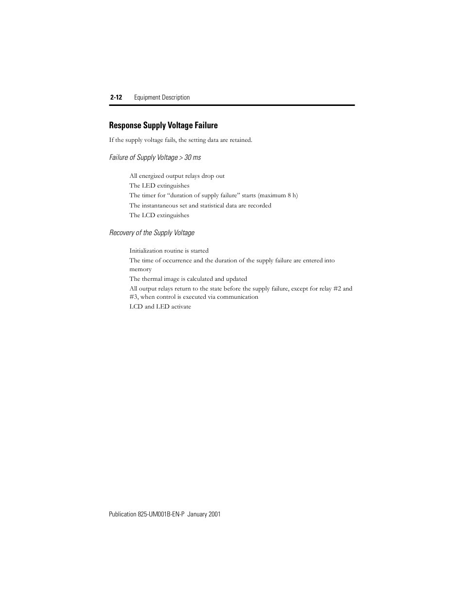 Response supply voltage failure | Rockwell Automation 825 Smart Motor Manager User Manual User Manual | Page 32 / 160