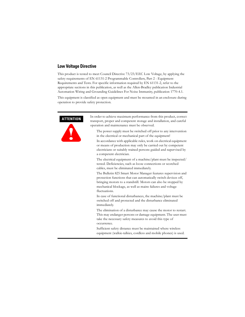 Low voltage directive | Rockwell Automation 825 Smart Motor Manager User Manual User Manual | Page 4 / 160
