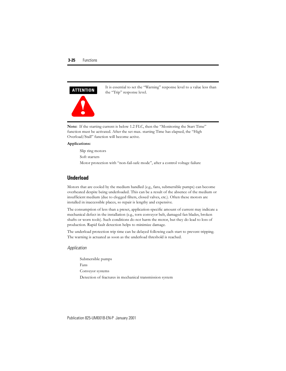 Underload | Rockwell Automation 825 Smart Motor Manager User Manual User Manual | Page 58 / 160