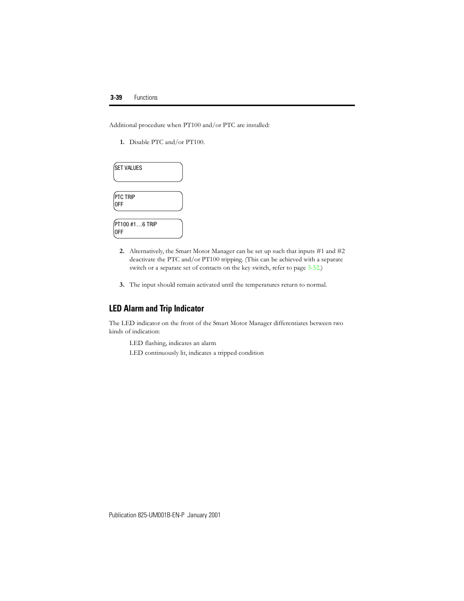 Led alarm and trip indicator | Rockwell Automation 825 Smart Motor Manager User Manual User Manual | Page 72 / 160