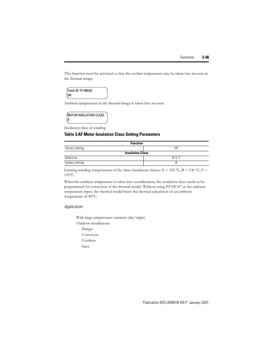 Table 3.af, Motor insulation class setting parameters | Rockwell Automation 825 Smart Motor Manager User Manual User Manual | Page 91 / 160