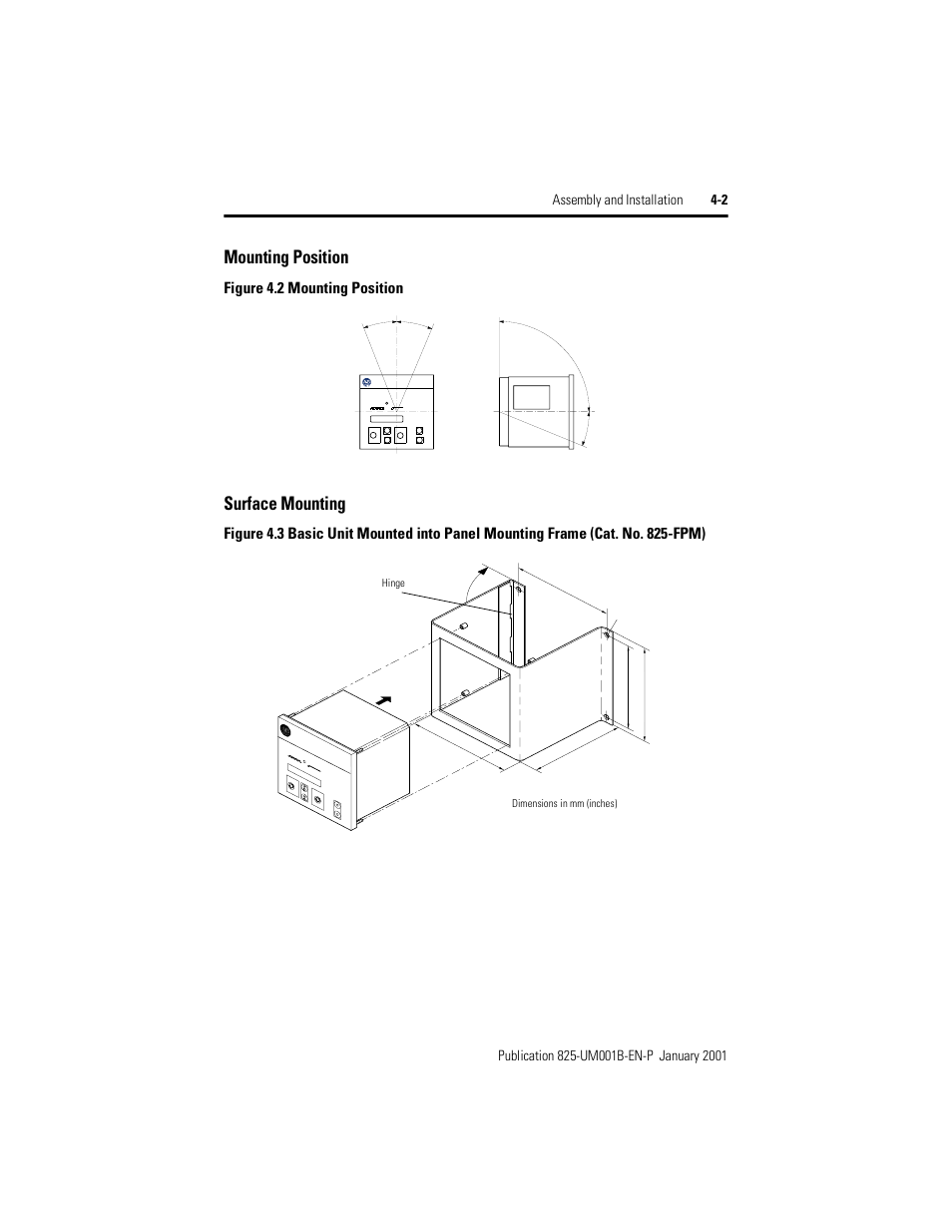 Mounting position, Surface mounting, Figure 4.2 | Figure 4.3, Figure 4.2 mounting position, Actu al set ente r cha nge, Rec ord et | Rockwell Automation 825 Smart Motor Manager User Manual User Manual | Page 93 / 160