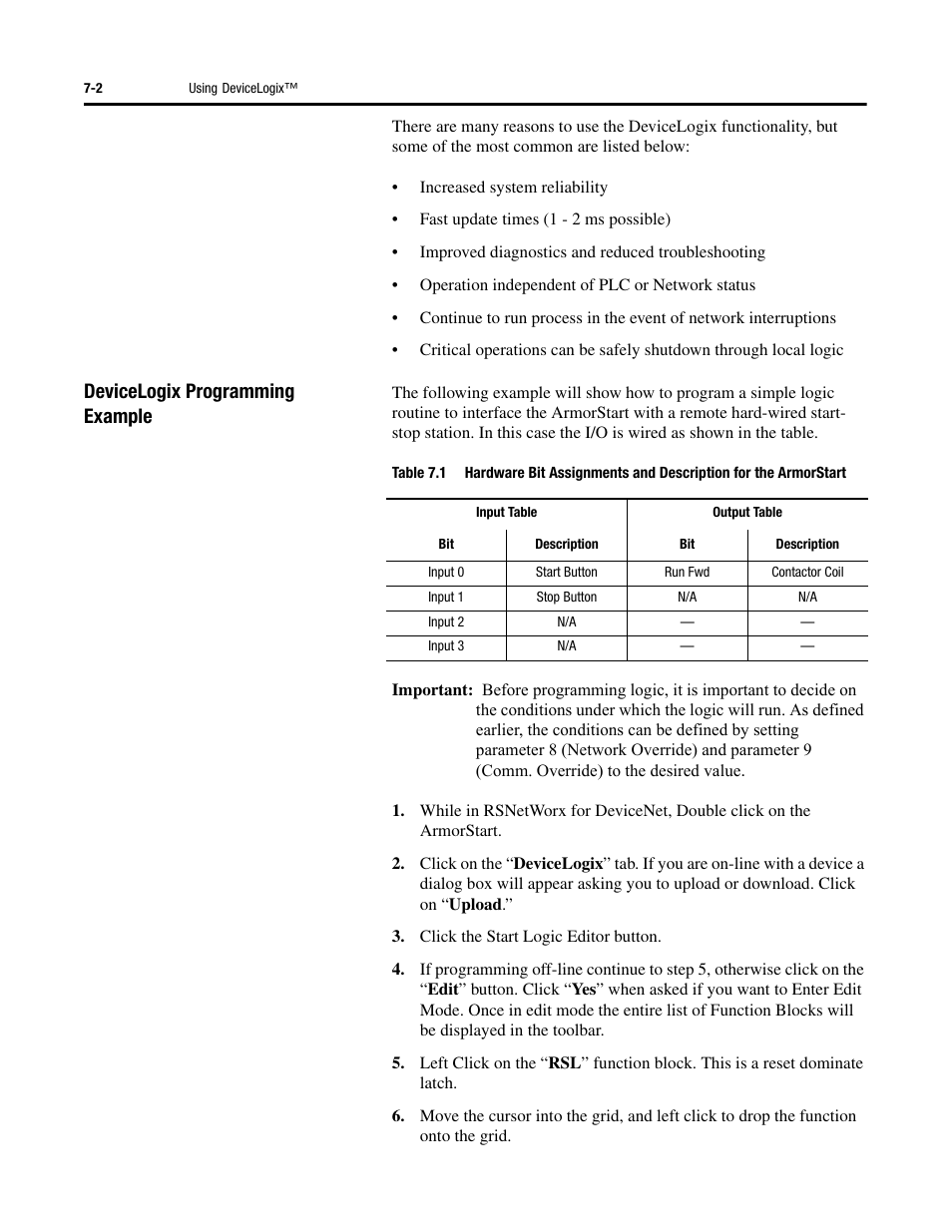 Devicelogix programming example | Rockwell Automation 284G ArmorStart - User Manual User Manual | Page 164 / 324