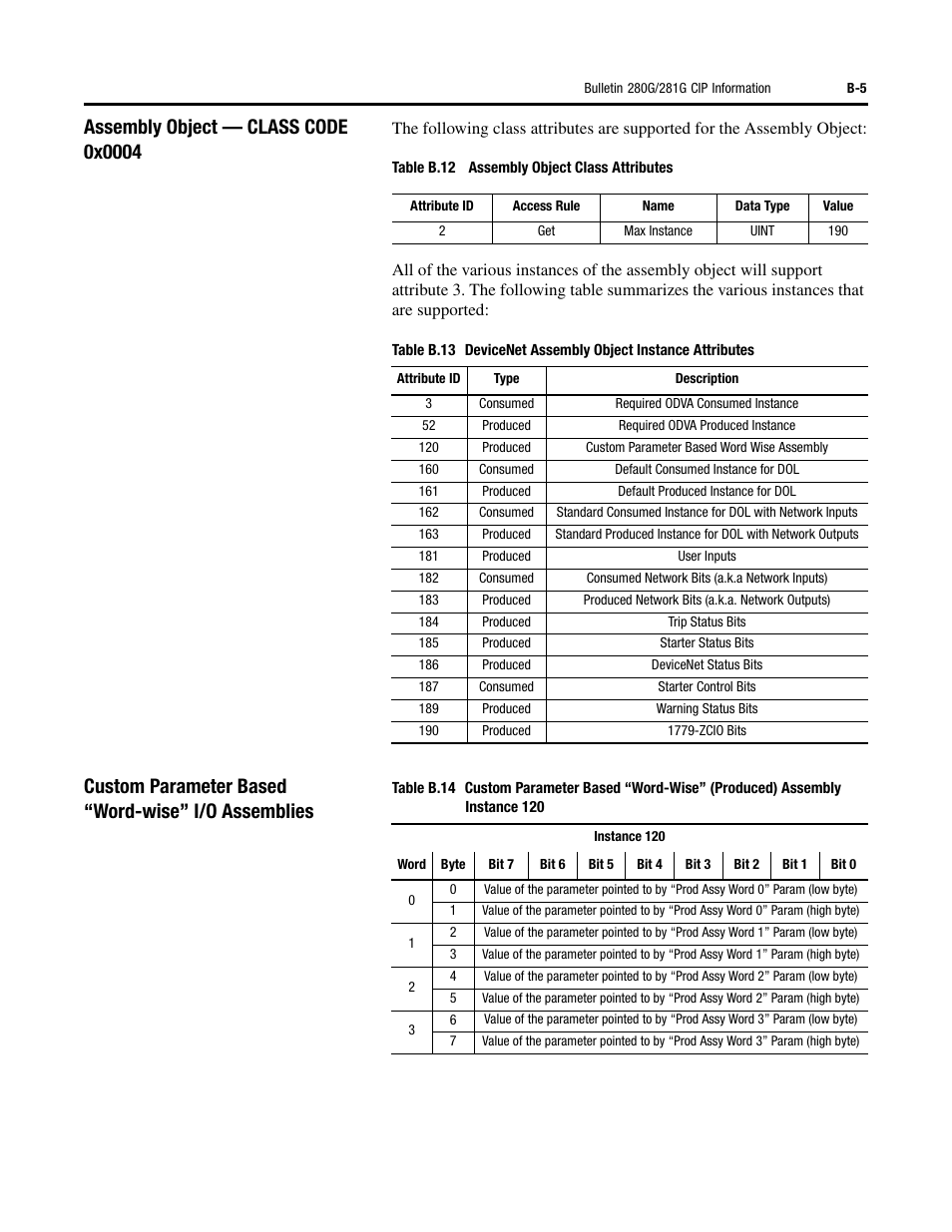 Custom parameter based “word-wise” i/o assemblies | Rockwell Automation 284G ArmorStart - User Manual User Manual | Page 229 / 324
