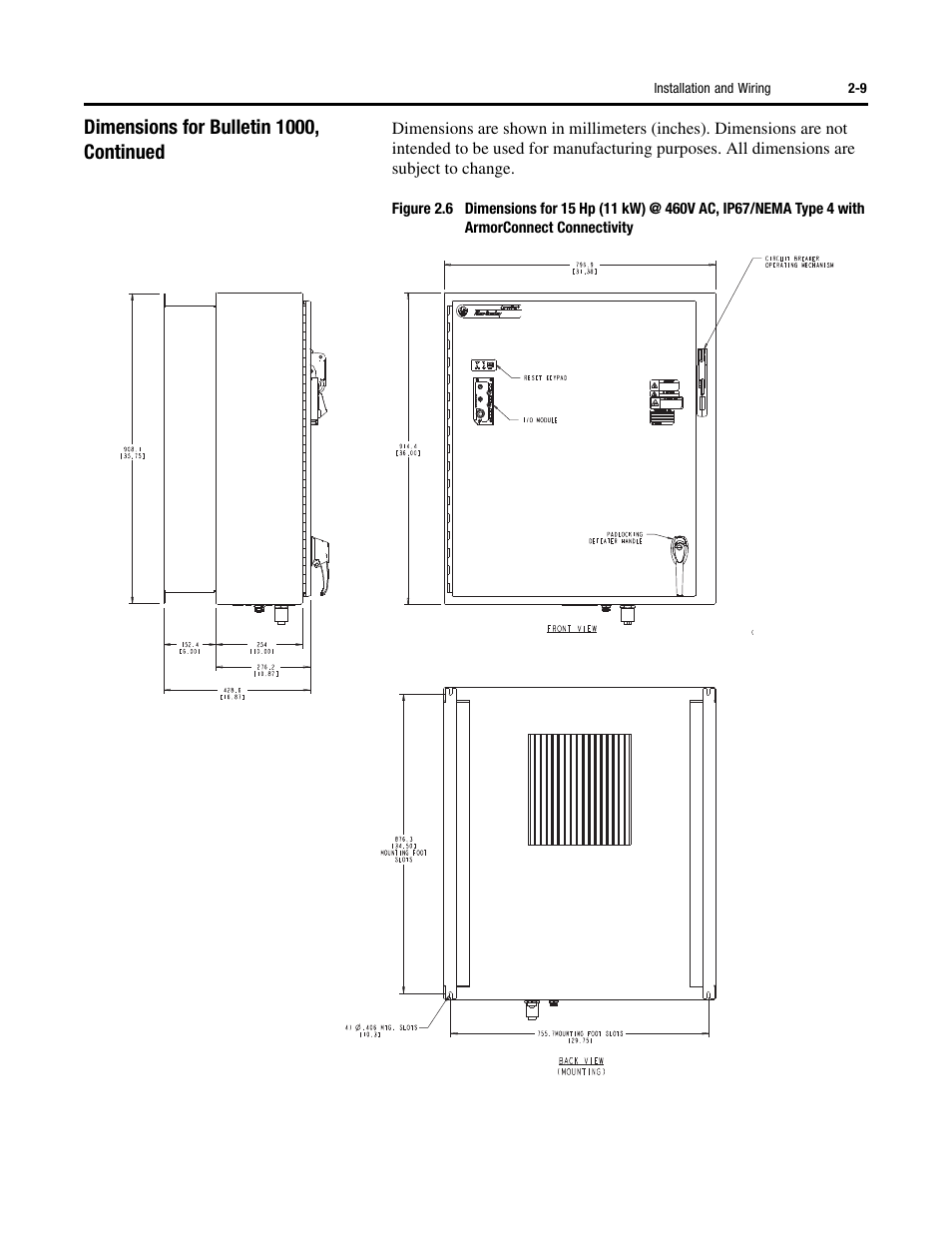 Dimensions for bulletin 1000, continued | Rockwell Automation 284G ArmorStart - User Manual User Manual | Page 27 / 324