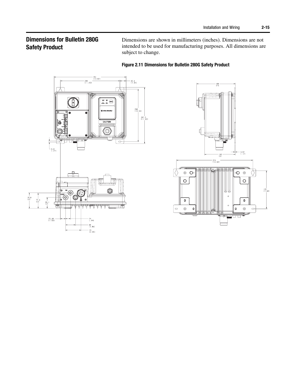 Dimensions for bulletin 280g safety product | Rockwell Automation 284G ArmorStart - User Manual User Manual | Page 33 / 324