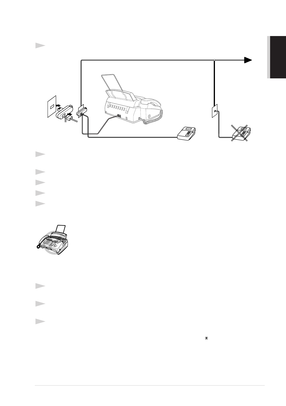 Connections, Outgoing message (ogm) of external tad | Brother T74 User Manual | Page 17 / 98