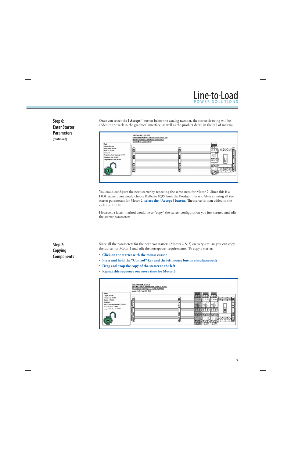 Step 6: enter starter parameters, Step 7: copying components | Rockwell Automation 141A Mounting Ssystem MCS Star Tutorial User Manual | Page 11 / 40