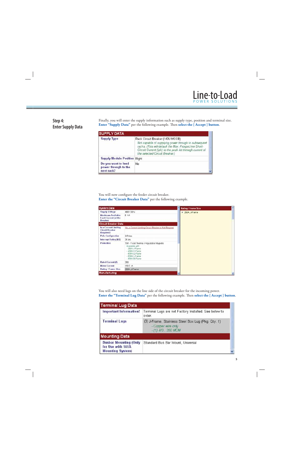 Step 4: enter supply data | Rockwell Automation 141A Mounting Ssystem MCS Star Tutorial User Manual | Page 7 / 40