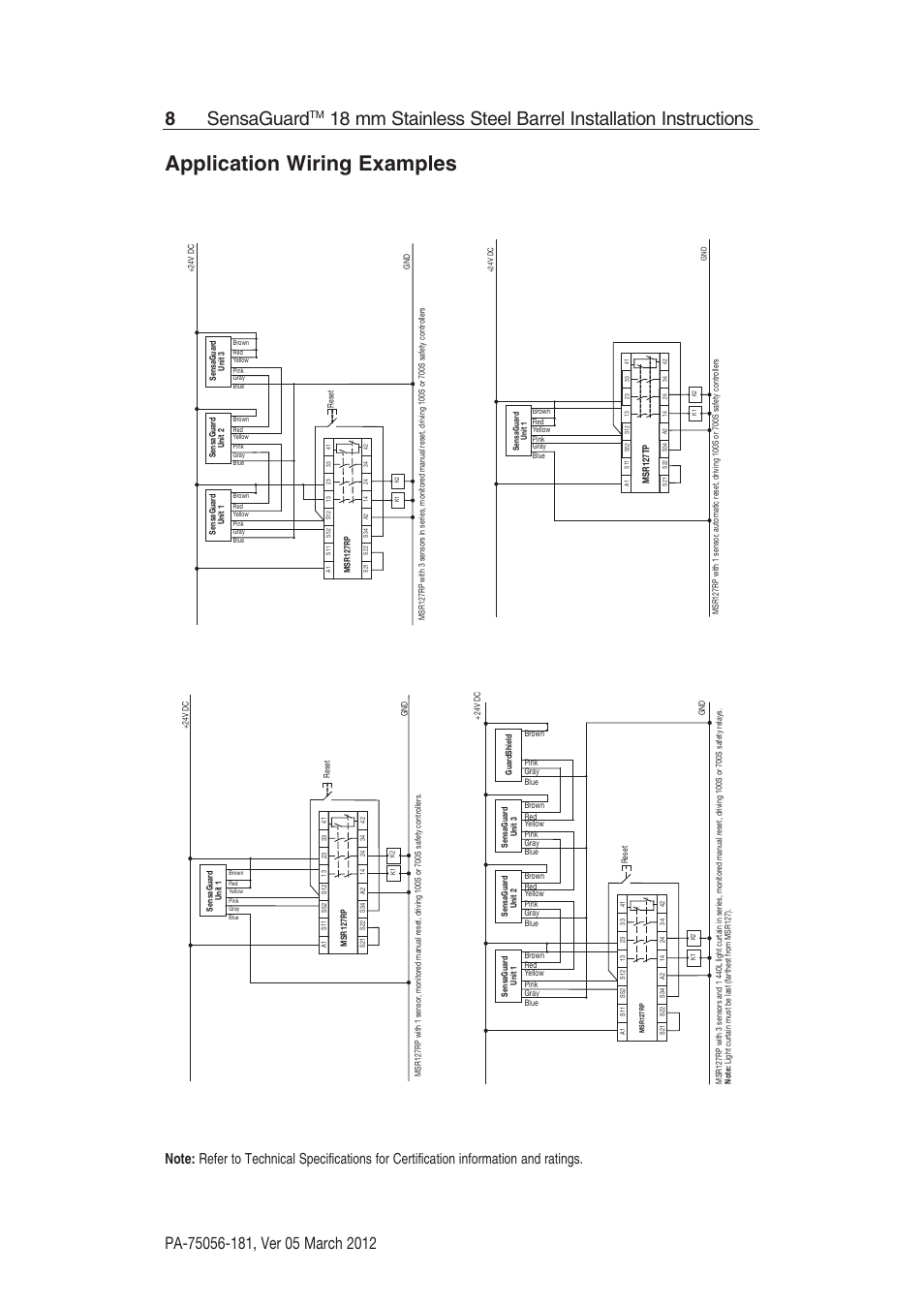 Application wiring examples, 8sensaguard | Rockwell Automation 440N SensaGuard 18 mm Stainless Steel Barrel Installation Instructions User Manual | Page 8 / 12