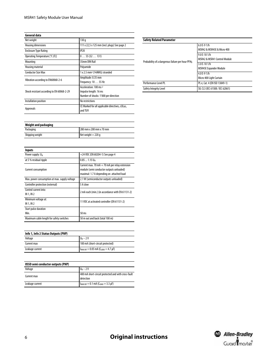 Original instructions | Rockwell Automation 440R MSR41 Safety Module User Manual User Manual | Page 8 / 12