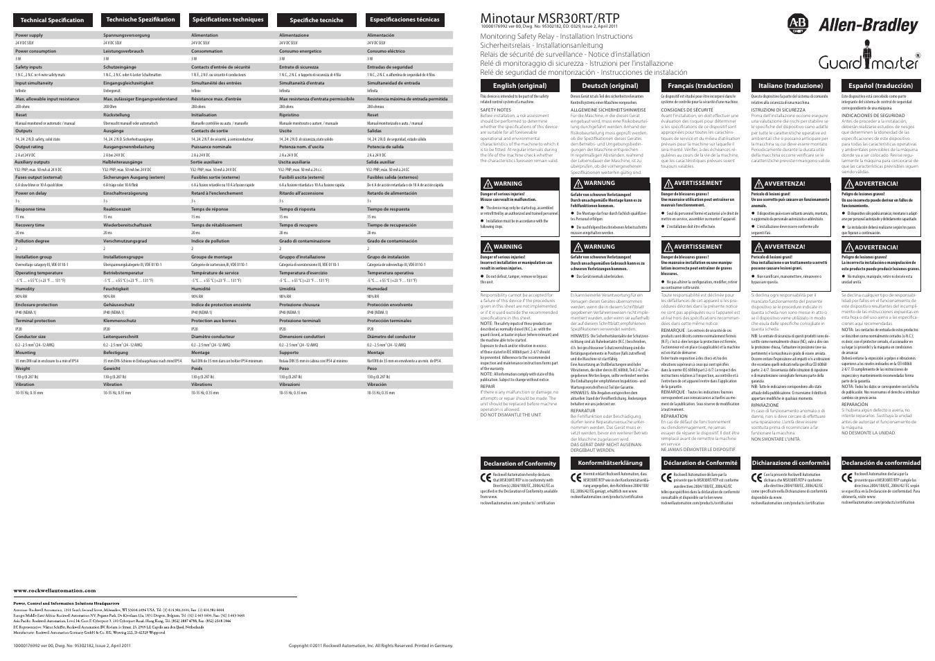 Rockwell Automation 440R Minotaur MSR30RT/RTP User Manual | 2 pages