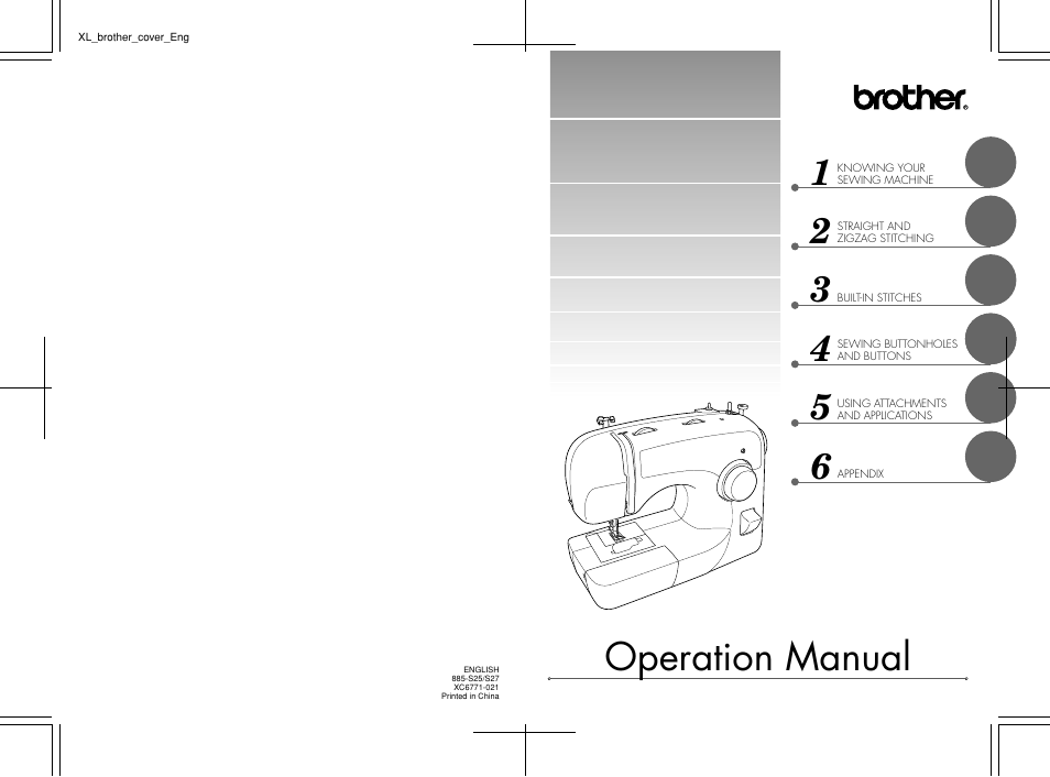 Operation manual | Brother 885-S25/S27 User Manual | Page 52 / 52