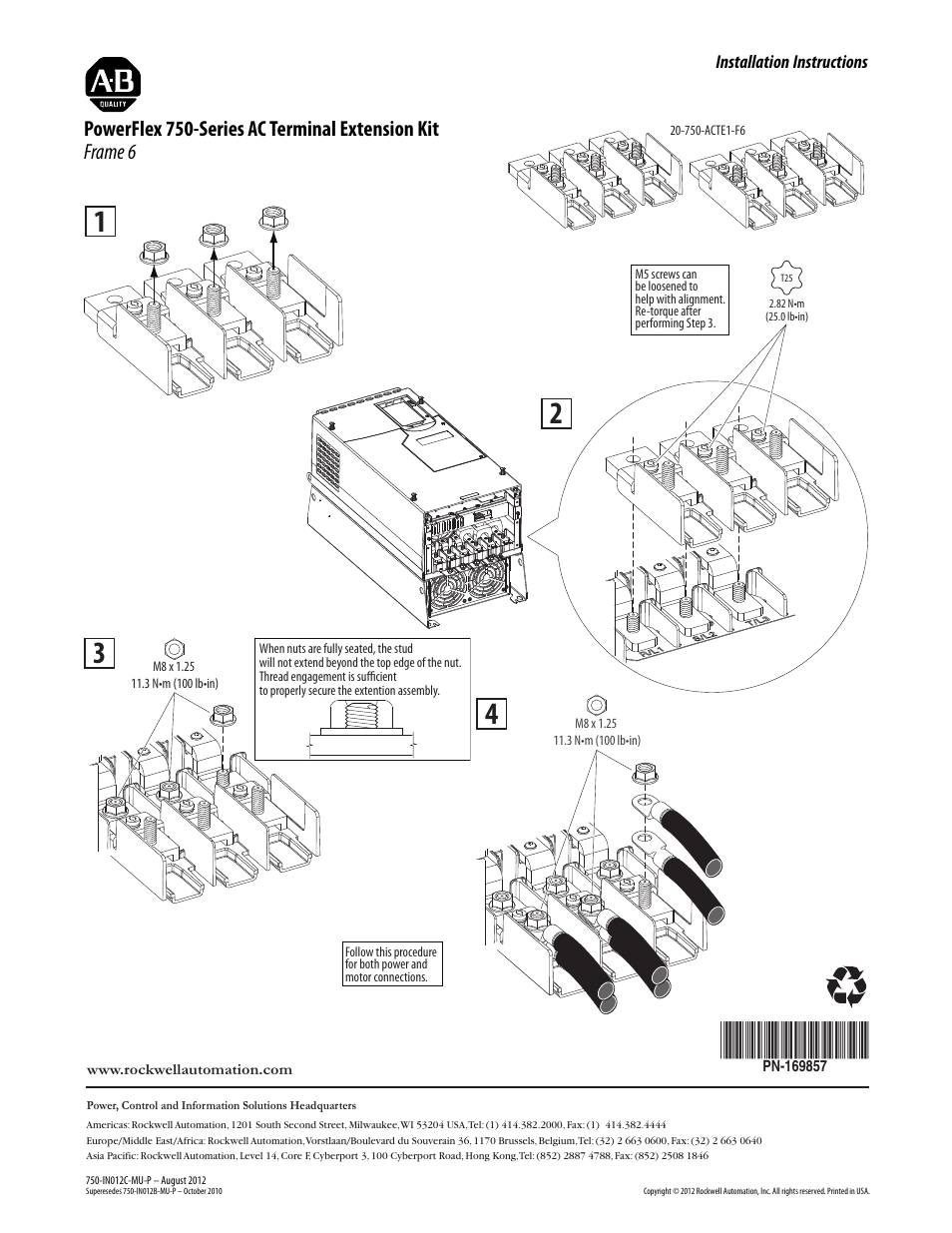Rockwell Automation 20G PowerFlex 750-Series Terminal Extension Kit User Manual | 2 pages
