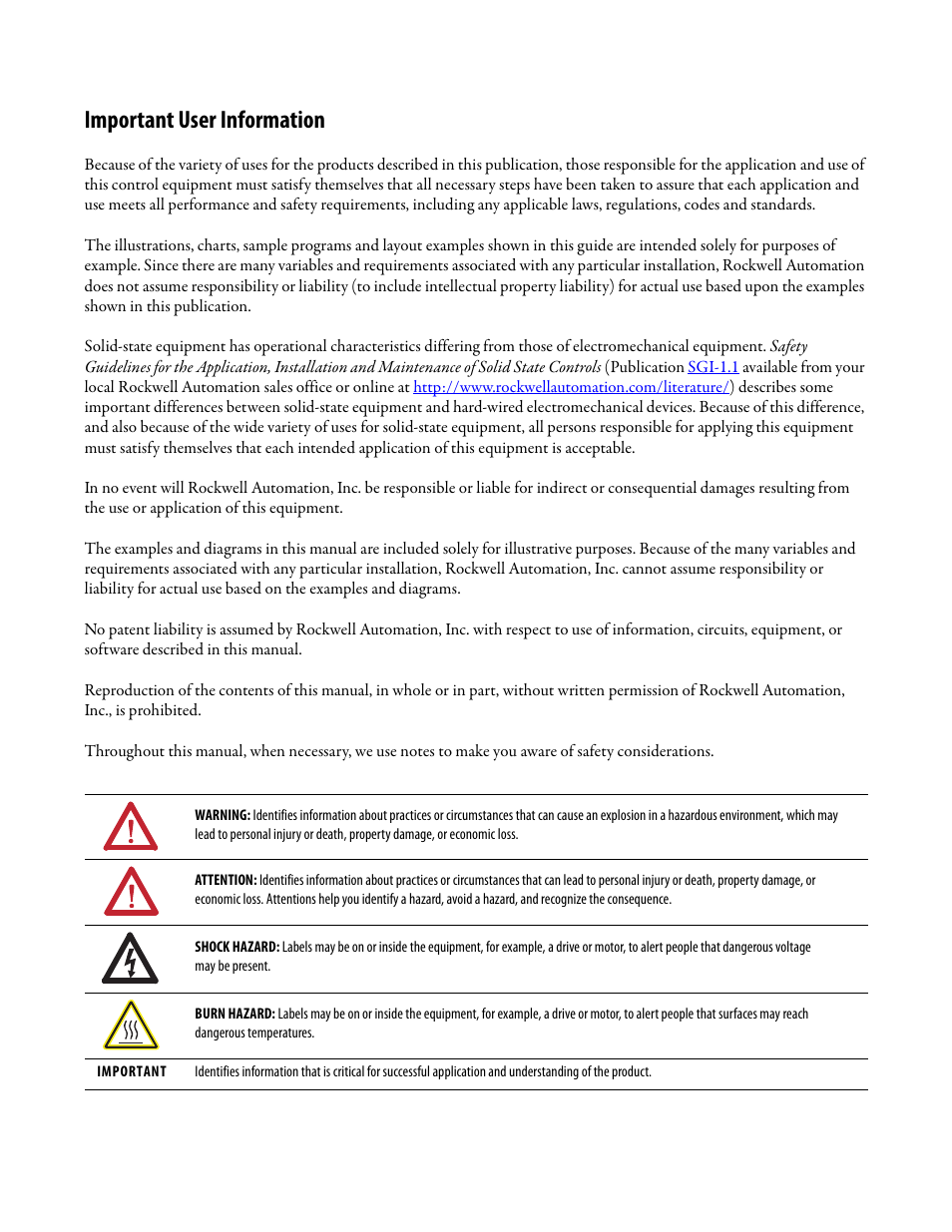 Important user information | Rockwell Automation 284E ArmorStart with EtherNet/IP - User Manual User Manual | Page 2 / 348