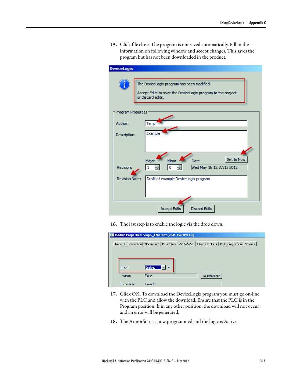 Rockwell Automation 284E ArmorStart with EtherNet/IP - User Manual User Manual | Page 313 / 348