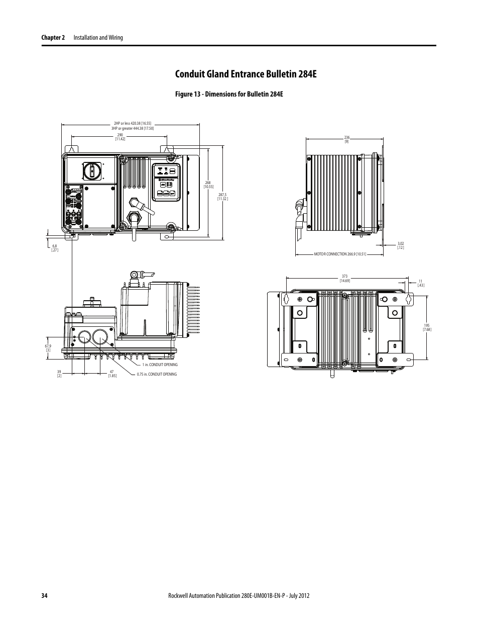 Conduit gland entrance bulletin 284e | Rockwell Automation 284E ArmorStart with EtherNet/IP - User Manual User Manual | Page 34 / 348