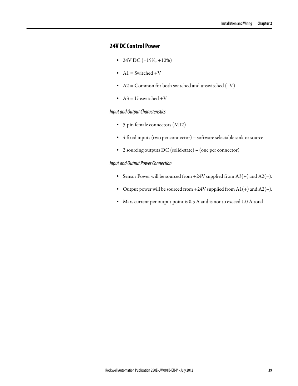 24v dc control power | Rockwell Automation 284E ArmorStart with EtherNet/IP - User Manual User Manual | Page 39 / 348