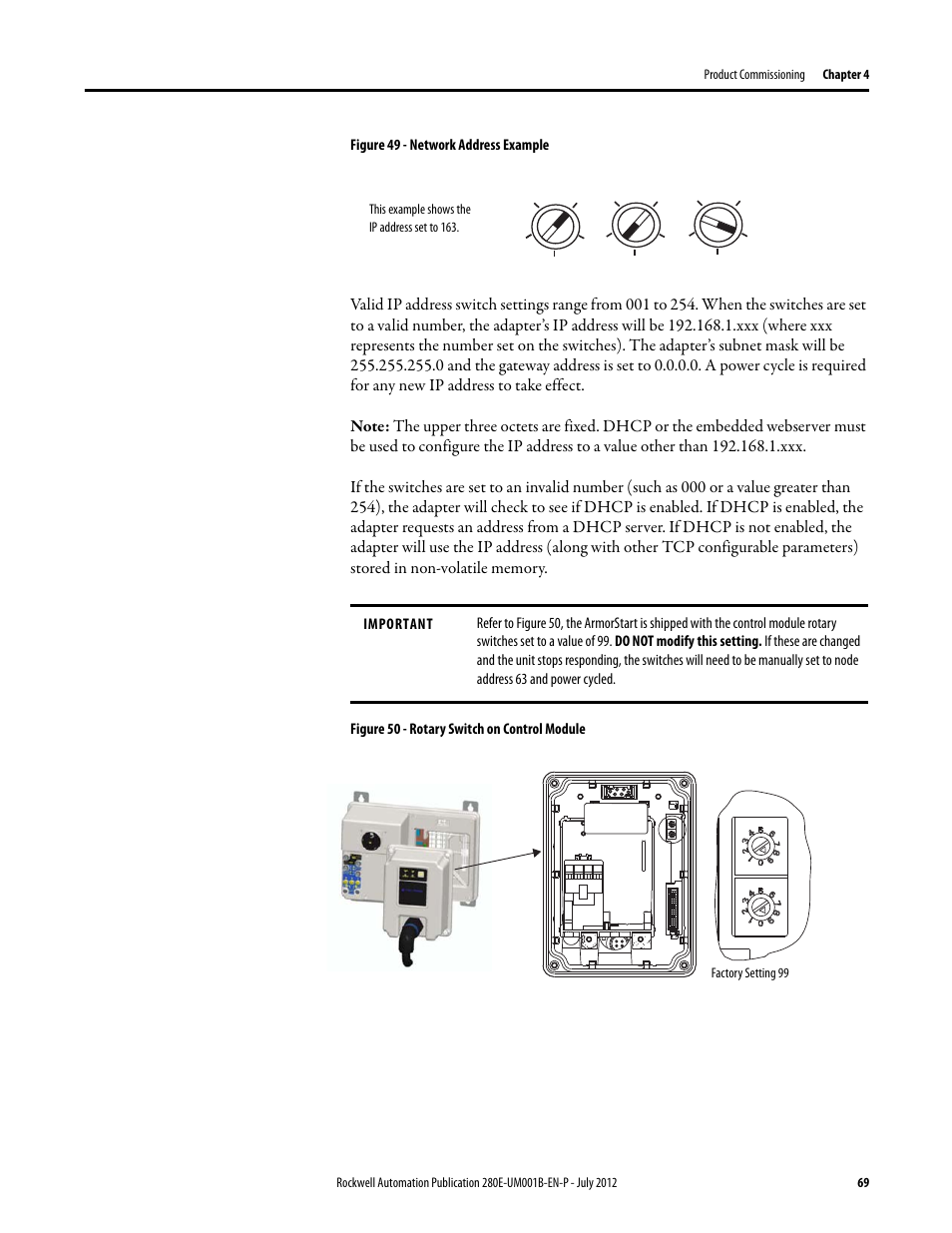 Figure 49 - network address example | Rockwell Automation 284E ArmorStart with EtherNet/IP - User Manual User Manual | Page 69 / 348