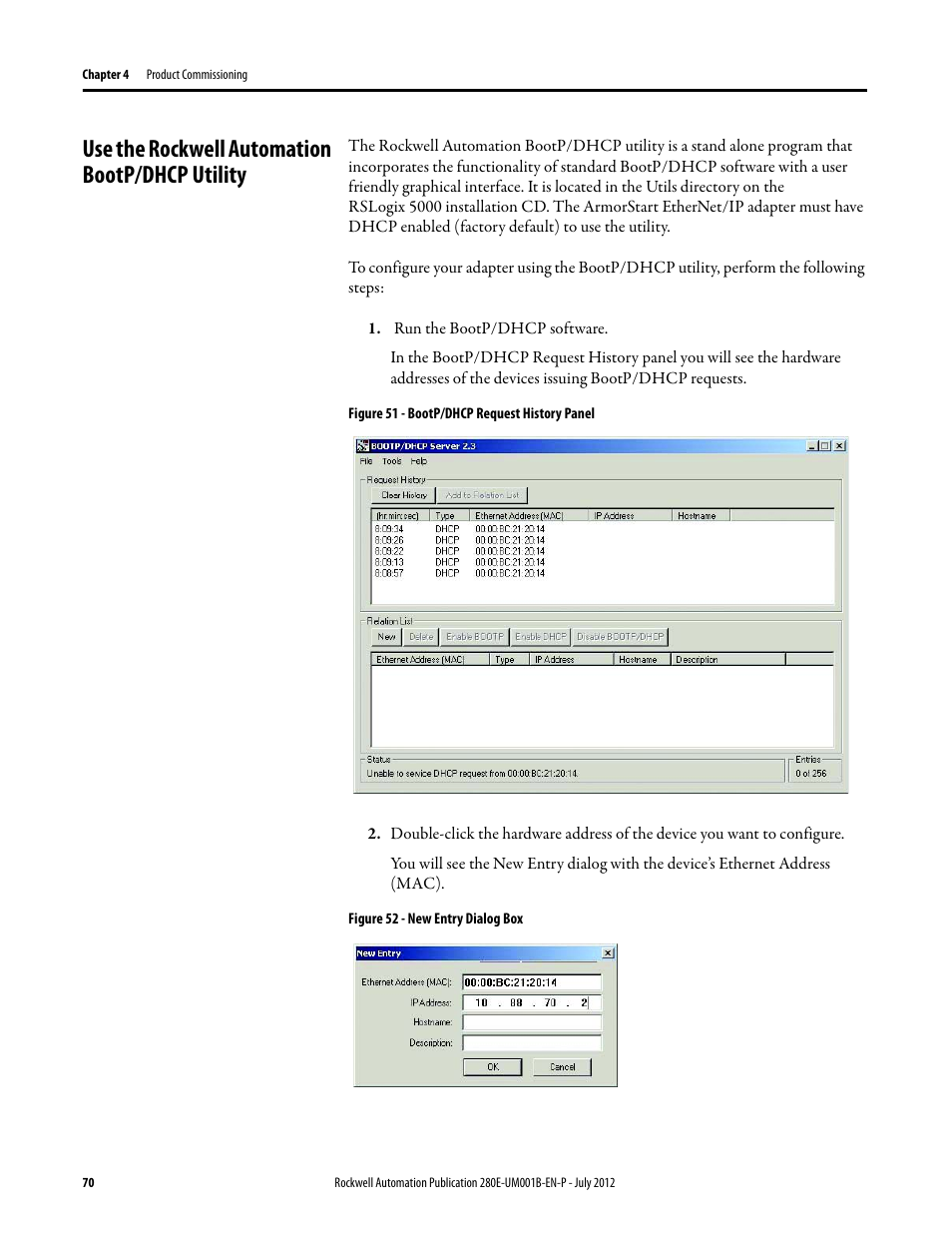 Use the rockwell automation bootp/dhcp utility | Rockwell Automation 284E ArmorStart with EtherNet/IP - User Manual User Manual | Page 70 / 348
