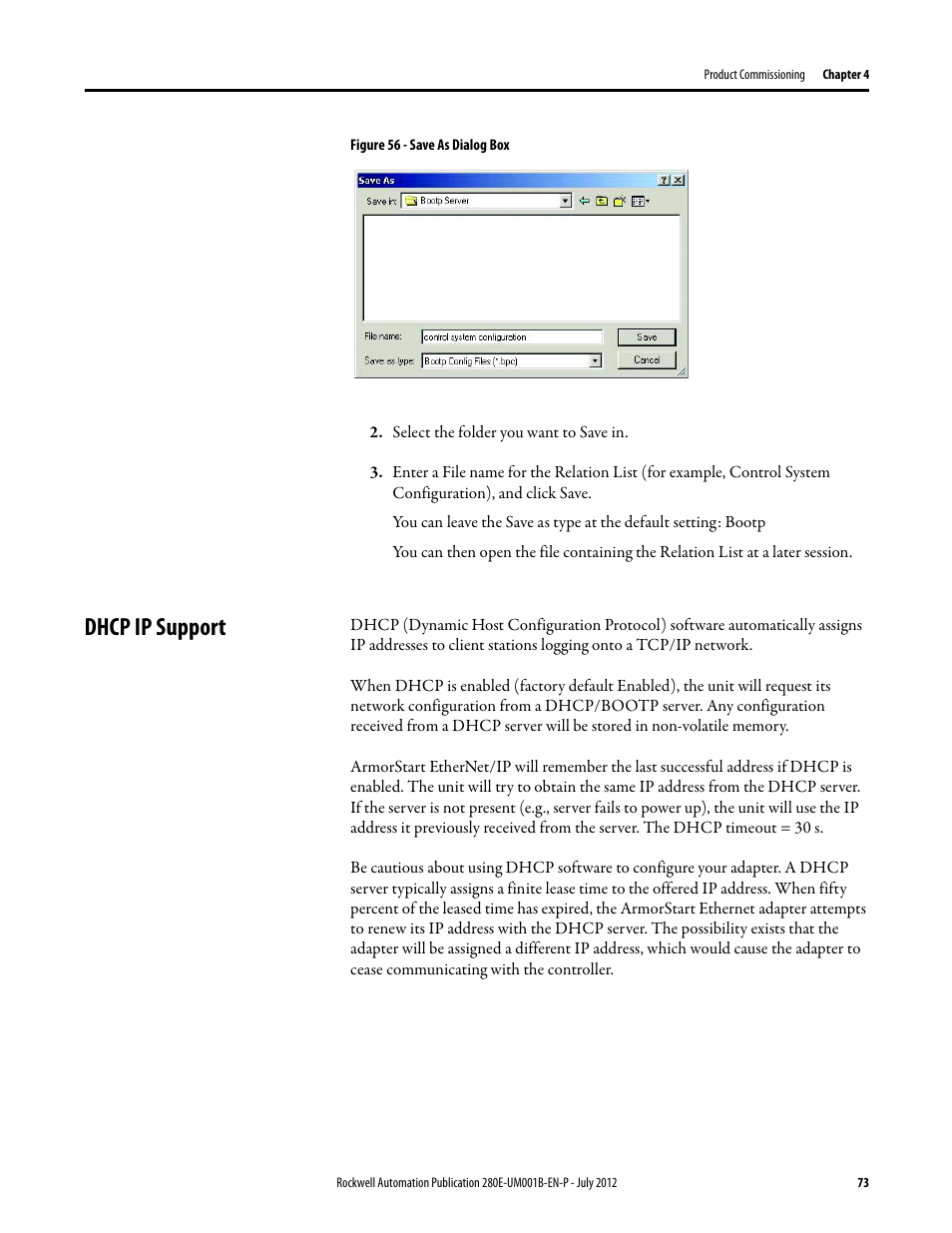 Dhcp ip support | Rockwell Automation 284E ArmorStart with EtherNet/IP - User Manual User Manual | Page 73 / 348