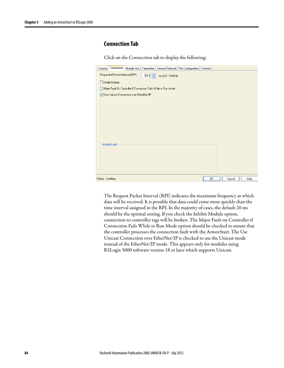 Connection tab | Rockwell Automation 284E ArmorStart with EtherNet/IP - User Manual User Manual | Page 84 / 348