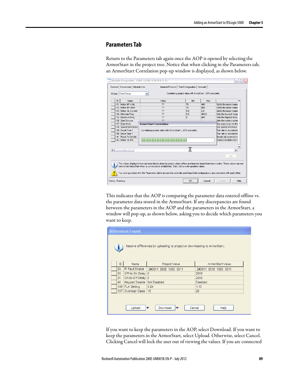 Parameters tab | Rockwell Automation 284E ArmorStart with EtherNet/IP - User Manual User Manual | Page 89 / 348