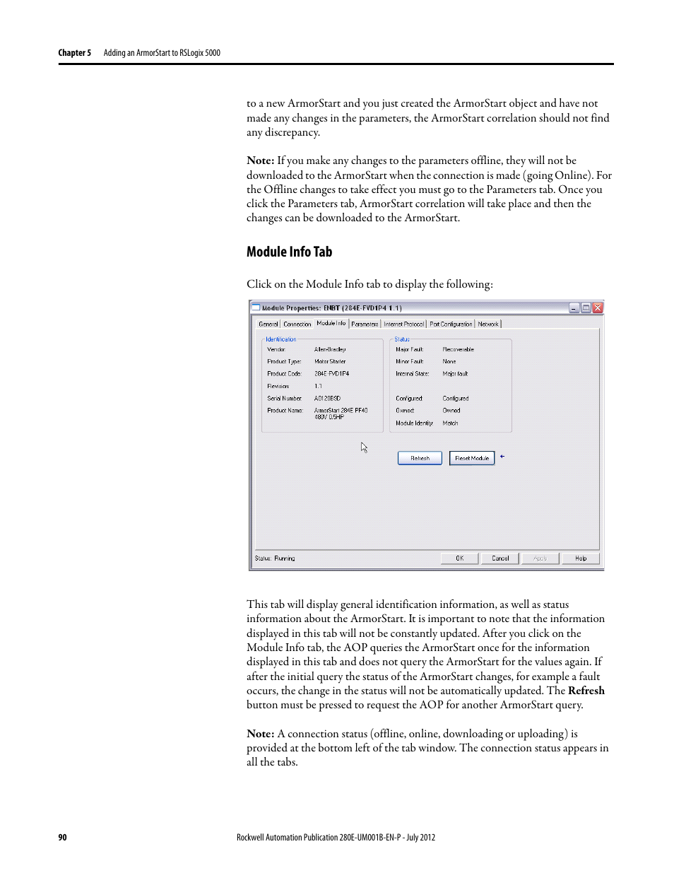 Module info tab | Rockwell Automation 284E ArmorStart with EtherNet/IP - User Manual User Manual | Page 90 / 348