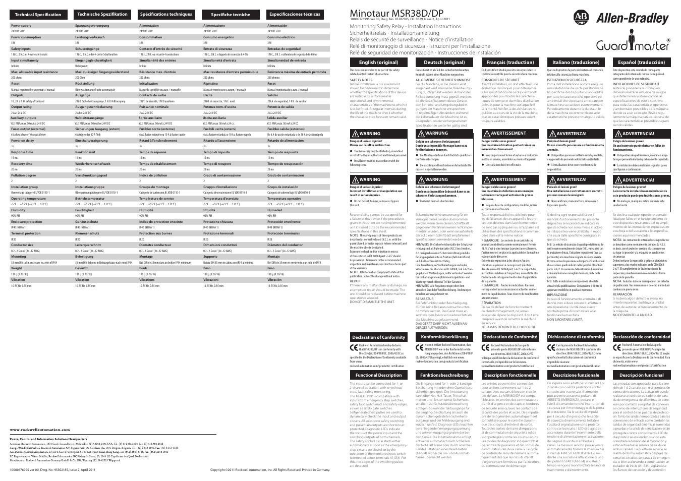 Rockwell Automation 440R Minotaur MSR38D/DP User Manual | 2 pages