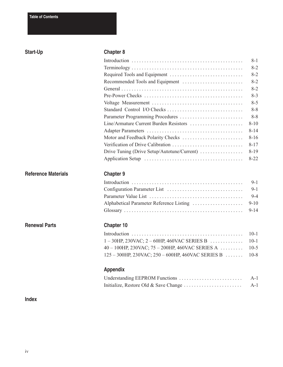 Rockwell Automation 1395 Digital DC Drive FRN 5-10.10/9.30 User Manual | Page 10 / 312