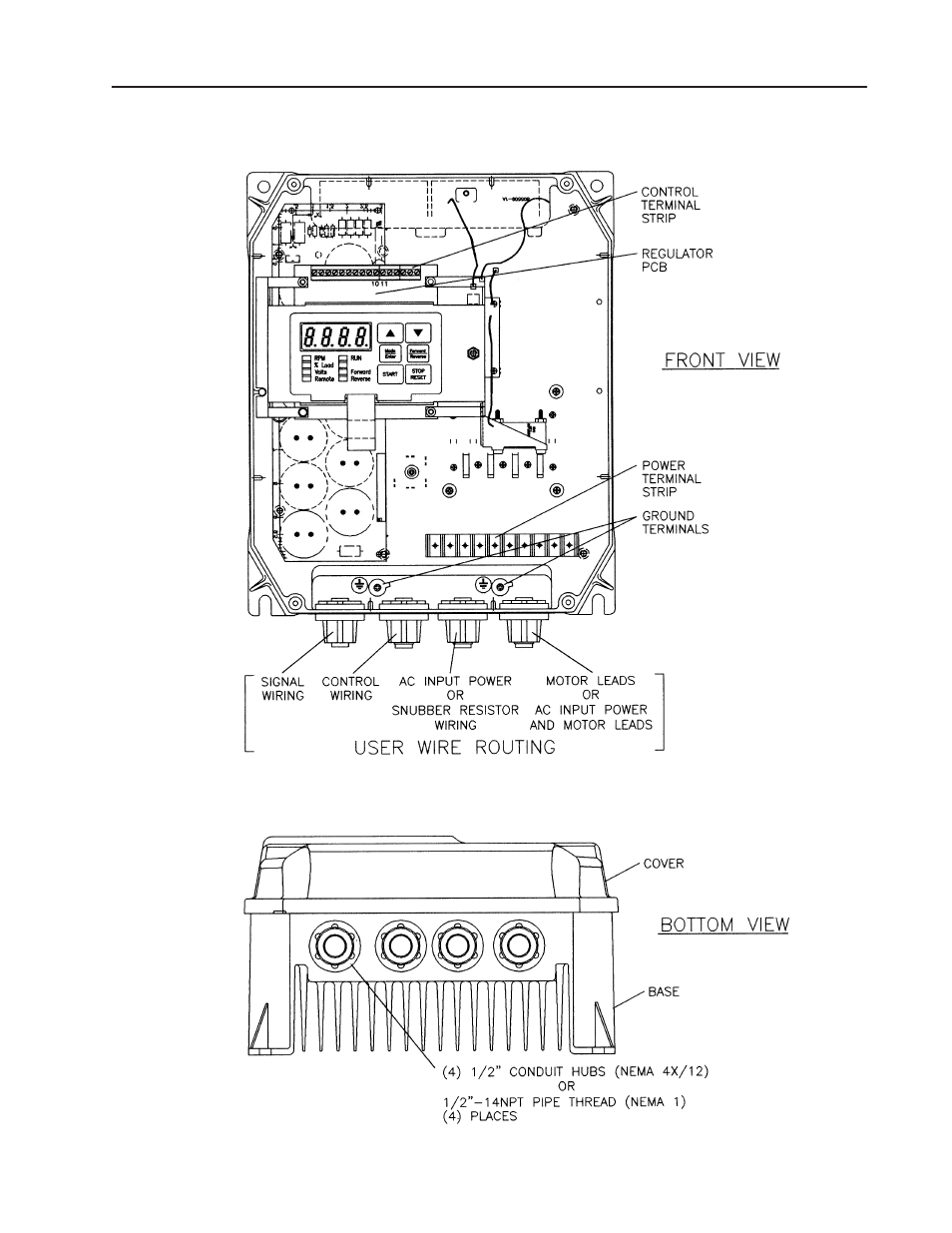Figure 4.2 enclosure c wire routing locations | Rockwell Automation 1302 575v AC Drive - Canada Only User Manual | Page 31 / 101