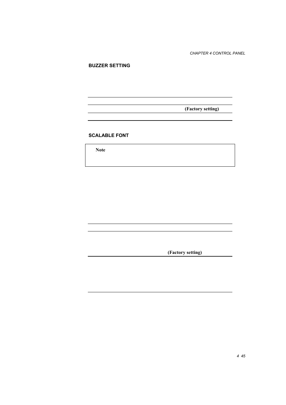 Buzzer setting -45, Scalable font -45 | Brother HL-1660E User Manual | Page 112 / 258