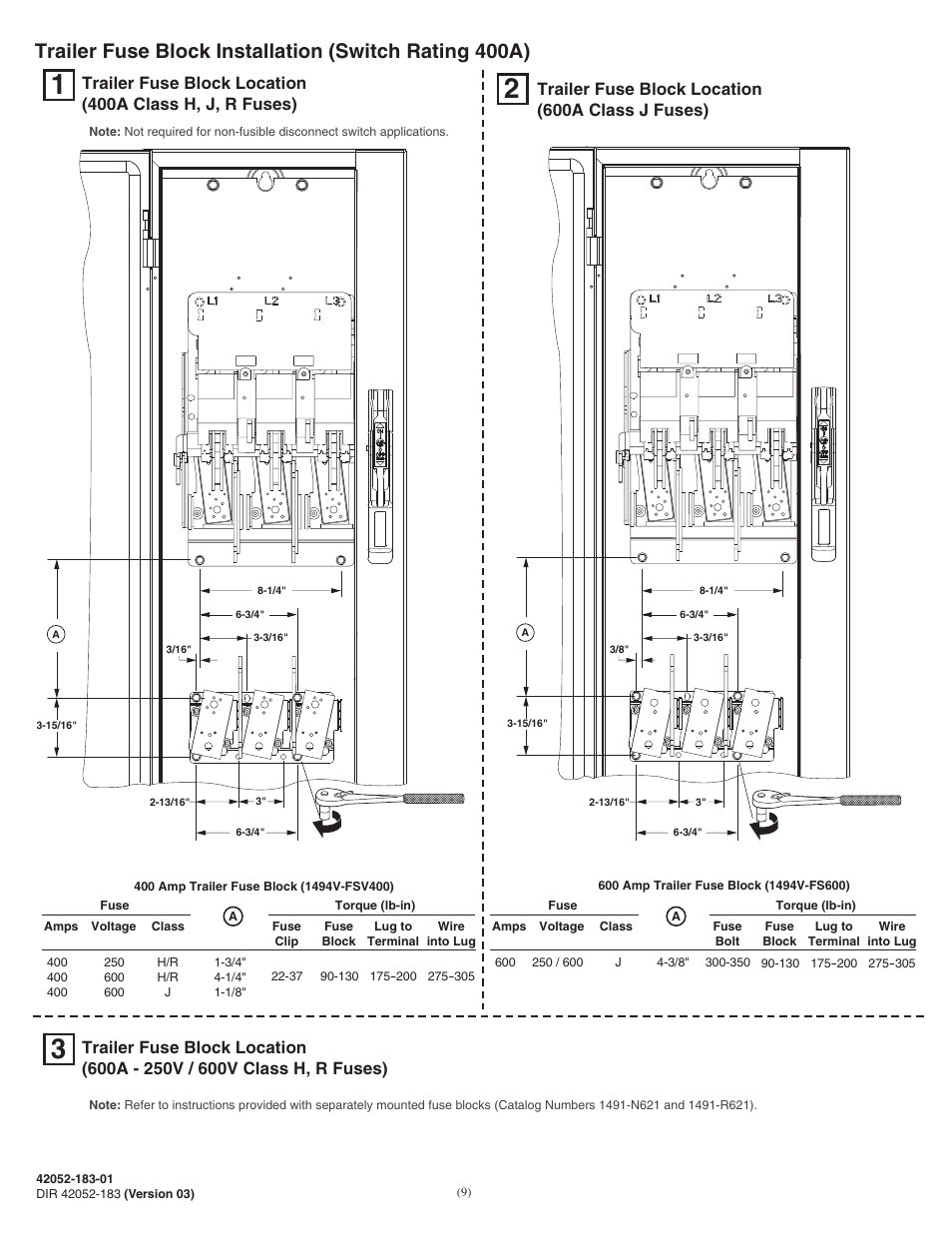 Rockwell Automation 1494V-DS600 - Series D Variable Depth Disconnect Switch Kit and Accessories (600A) User Manual | Page 9 / 12