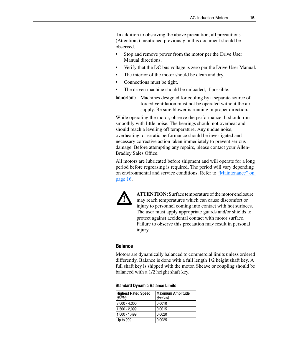 Balance | Rockwell Automation 1329L AC Induction Motors User Manual User Manual | Page 15 / 24