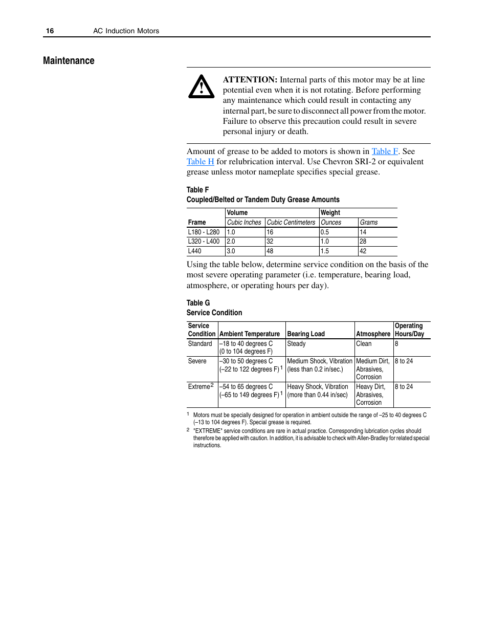 Maintenance | Rockwell Automation 1329L AC Induction Motors User Manual User Manual | Page 16 / 24